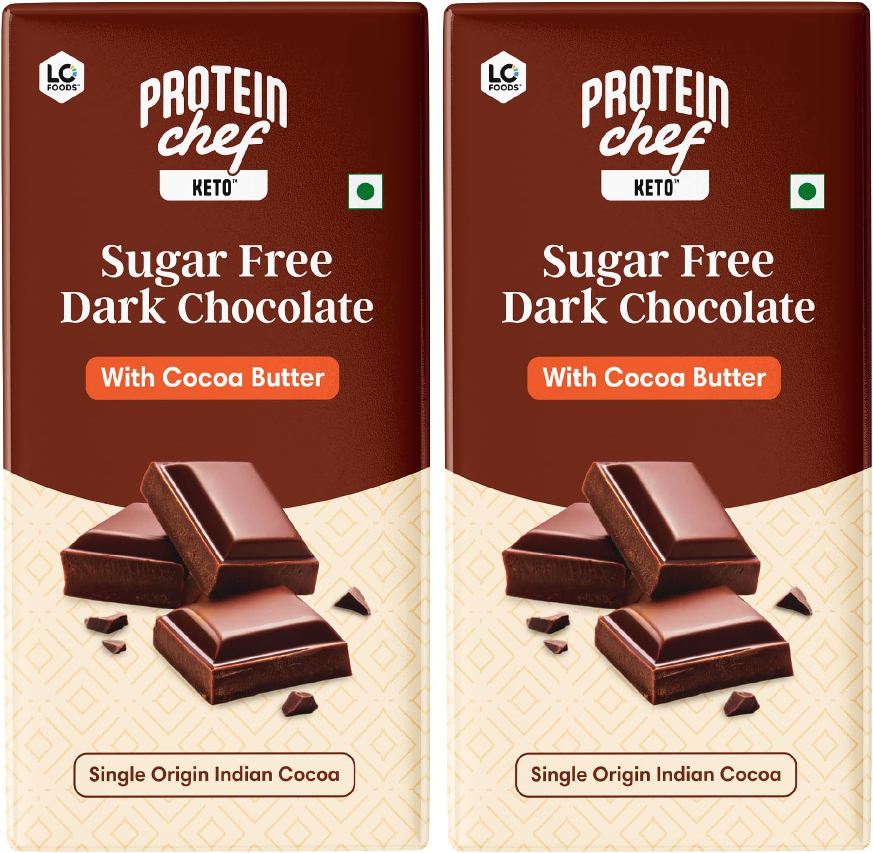 Dark Keto Chocolates - 80g, No Added Sugar, Only 0.8g Of Net Carbs Per Serving, Guilt Free Chocolate for Indulgence, Valentine's Chocolate Gift of Dark Chocolates Pack of 2
