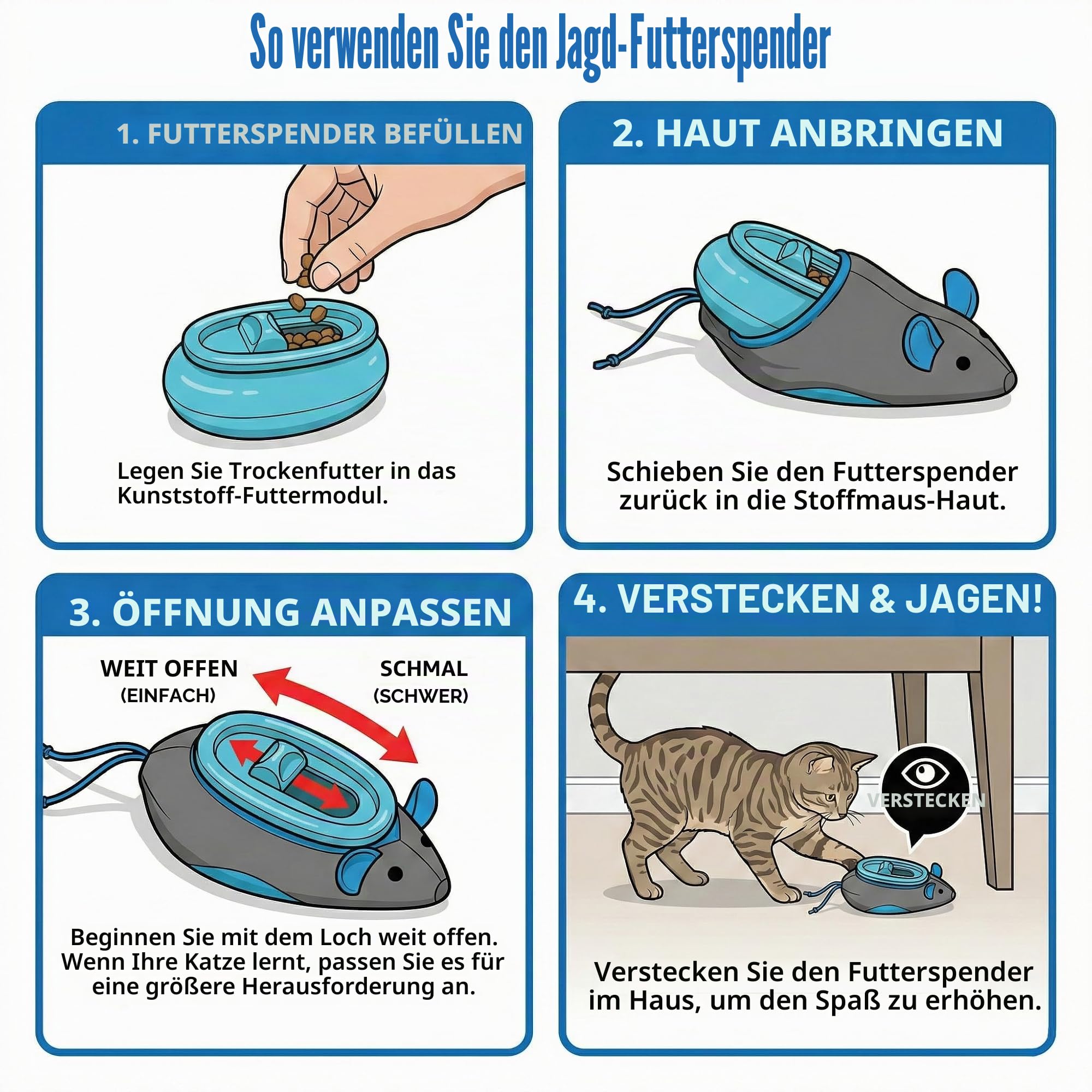 Doc & Phoebe Interaktiver Futterspender für Katzen, für den Innenbereich, Einheitsgröße