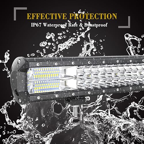 Miniatura 5 de SKYWORLD Barra de luz LED, 20 pulgadas, 288 W, lámpara de conducción de trabajo con soporte de montaje de placa de matrícula negra, kit de arnés de