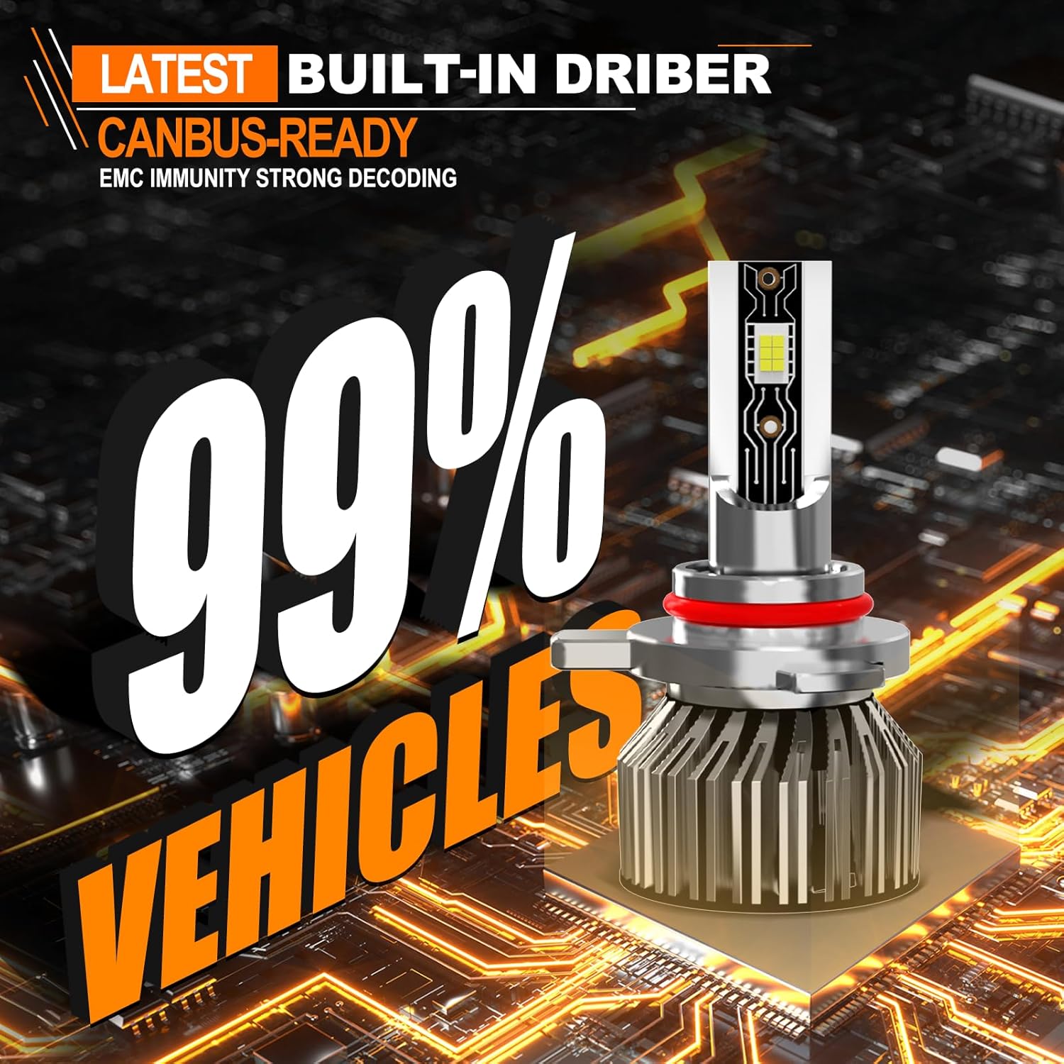 Compatible For 2014 2015 GMC Sierra 1500 High/Low Beam Fog Light Bulbs Kit, 44000LM 600% Brightness 6500K White with Cooling Fan, Plug and Play, IP68 Pack of 4