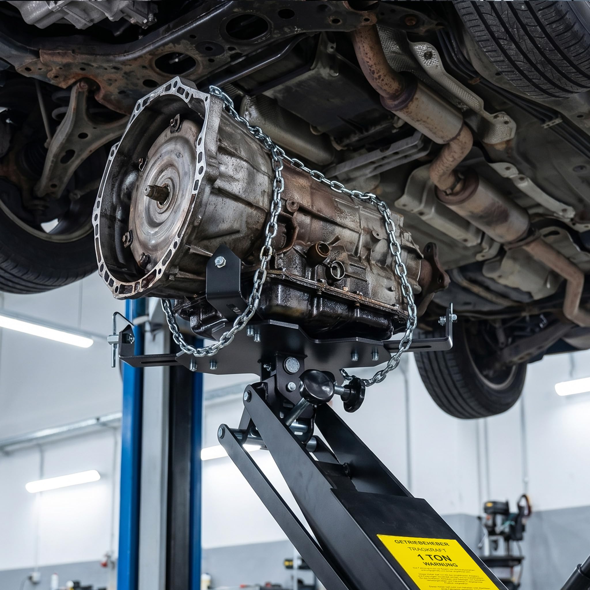 Wiltec Sollevatore cambio fino a 1 t, regolabile 180-790 mm | Gru per motori, blocco motore, con ruote