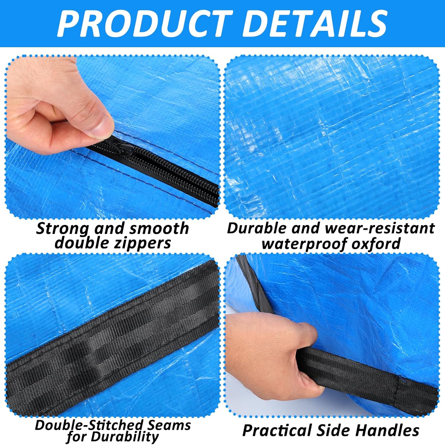 YEXEXINM Blue Extra Large Storage Bag for Aboveground Inflatable Frame Pools Waterproof Storage Bags for Above Ground Pool Heavy-Duty Pool Cover Accessories Storage with 4 Handles,56''x23''x23''