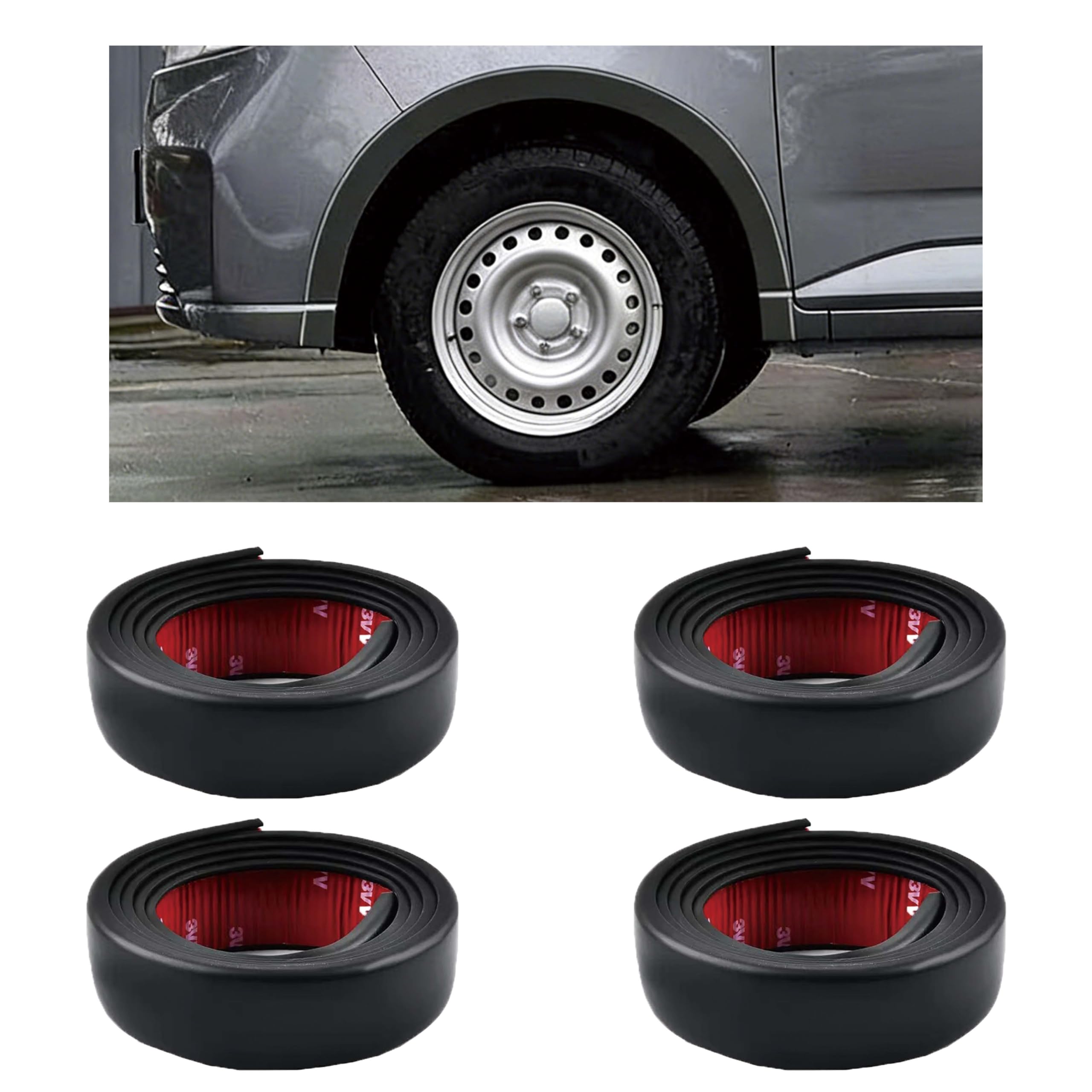 Vaporverse Normal 4 Pcs Wheel Arch Protectors Rubber For Peugeot 3008 E3008 P64 2024 2025, Anti-Collision Flexible Strips Fender Flares Trim, Wheel Well Scuff Guards Wing Extension