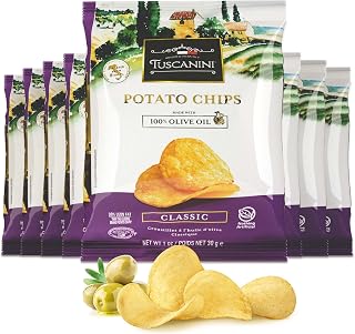 Tuscanini Potato Chips Made with 100% Olive Oil 1 oz (8 Pack) 30% Less Fat, Product of Italy, Kosher for Year Round use incl. Passover