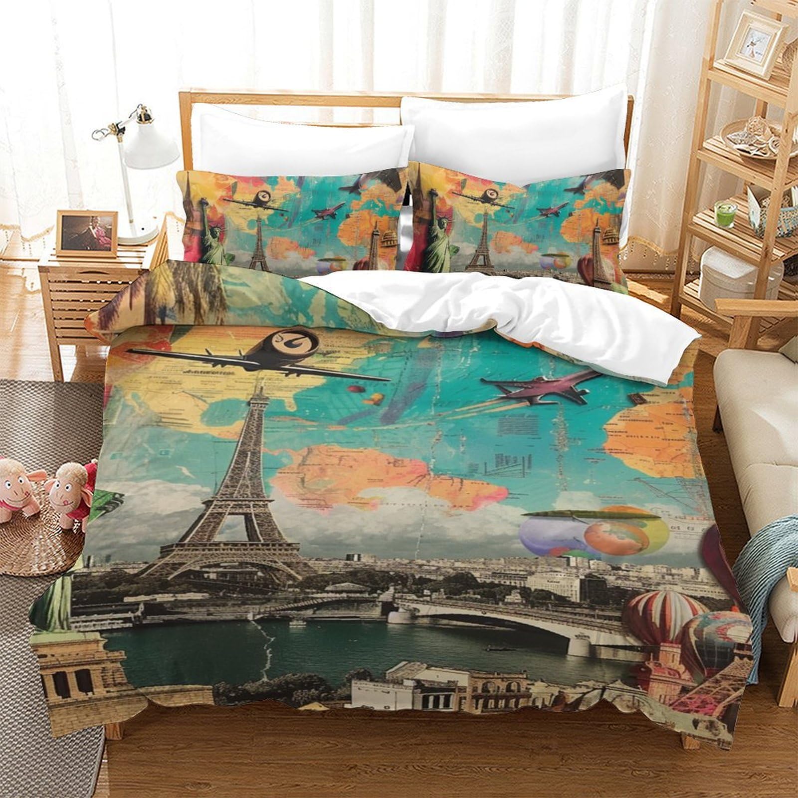 Parure de lit enfant motif bâtiment 3D pour décorer la chambre ado