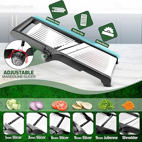 Miniatura 2 de MAJESTIC BM Mandoline Food Slicer - Rebanador de papas fritas - Cortador de mandolina de cocina - Rebanador de mandolina para cocina - Rebanador de