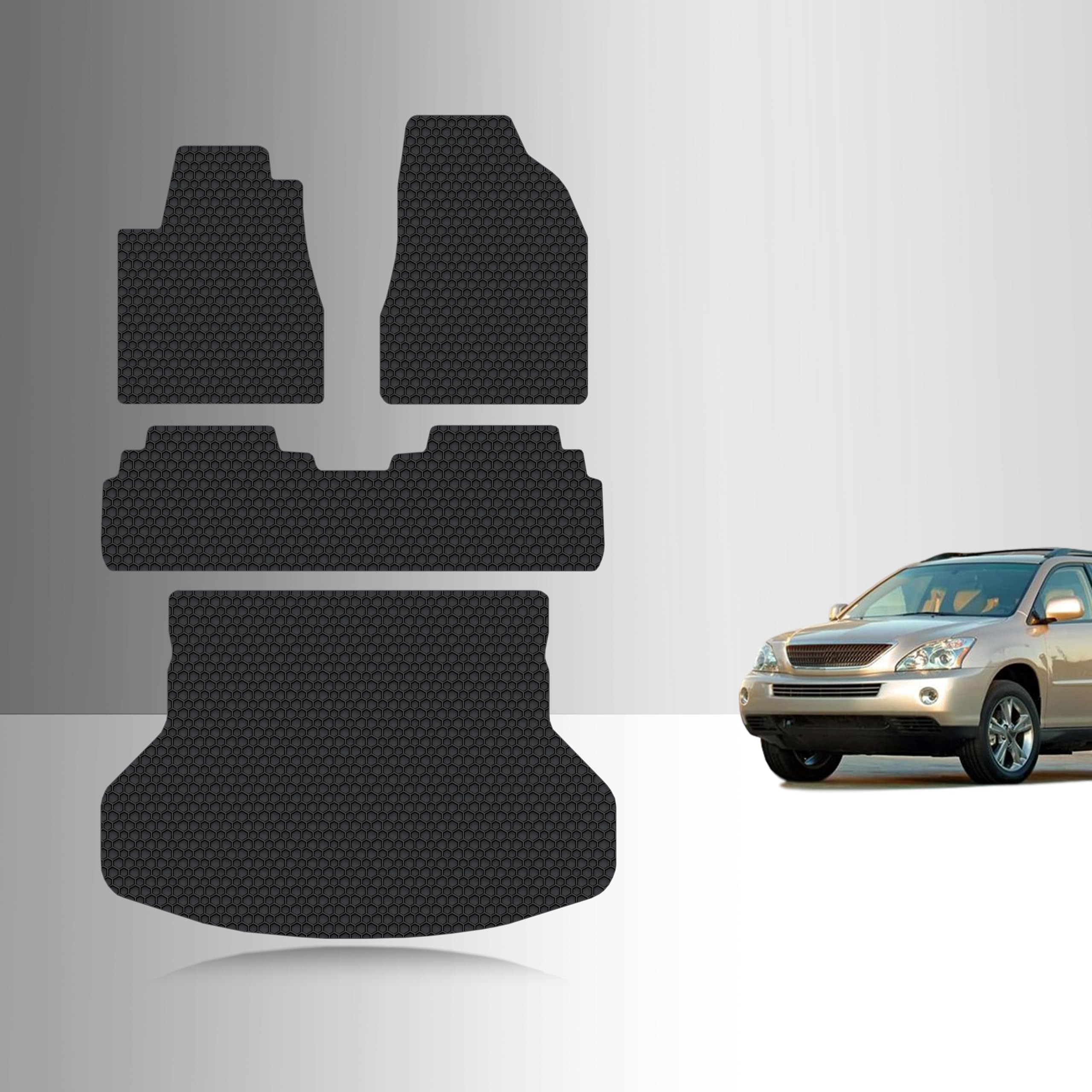 TOUGHPRO Full Set Floor + Cargo Mats Accessories Set for Lexus RX330 All Weather Heavy Duty (Made in USA) Black Rubber 2004 2005 2006