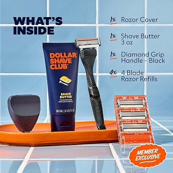 Dollar Shave Club | Member Exclusive Shave Set (Black) | 4 Blade Razor Kit