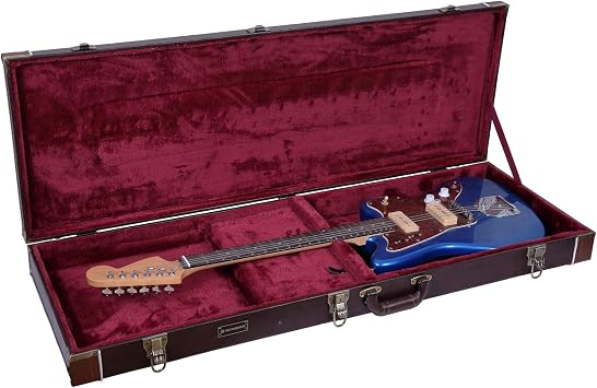 Crossrock Hardshell Wood Case for Jazzmaster/Jaguar Style Electric Guitars-BrownCRW600JMBR