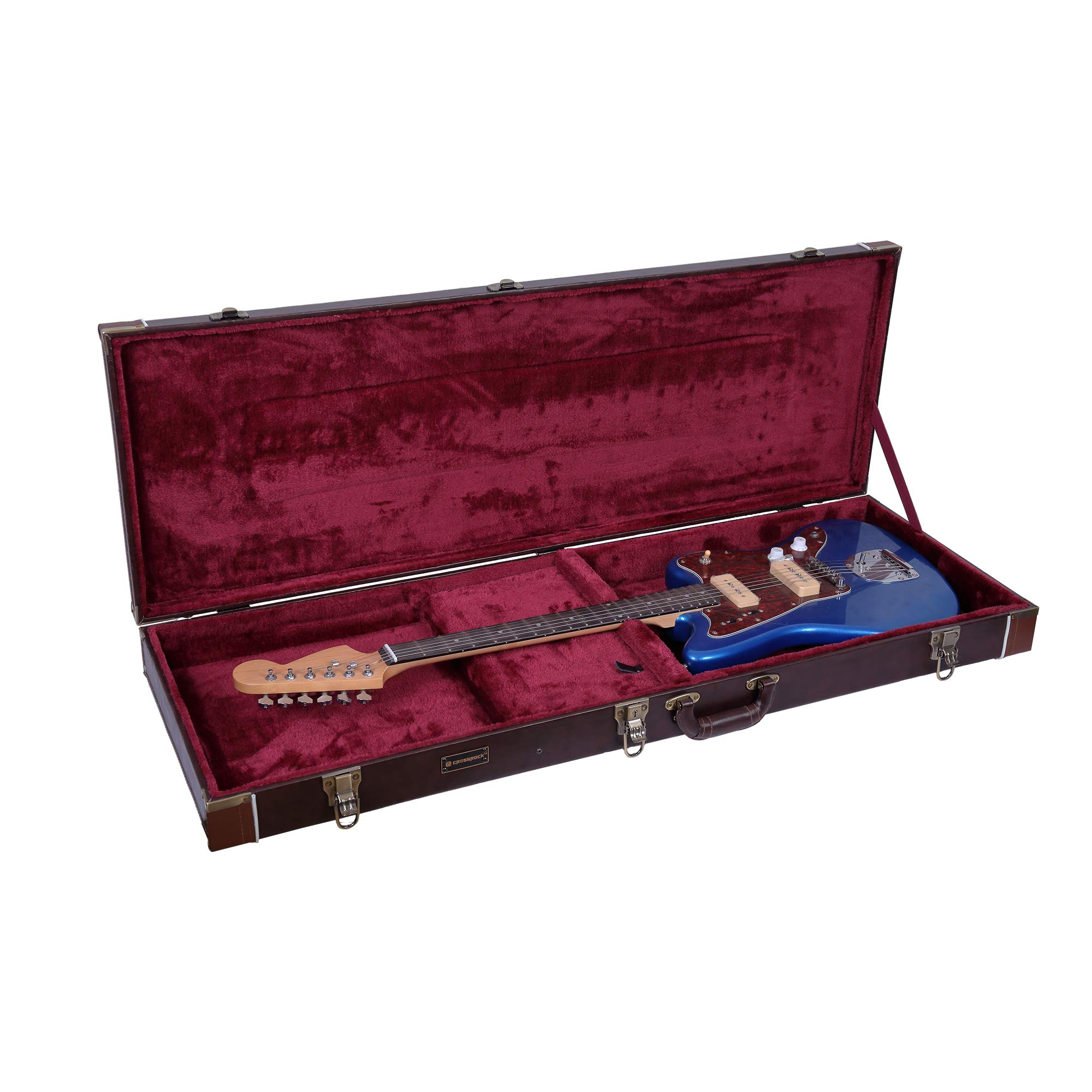 Crossrock Holzkoffer für E-Gitarren Jazzmaster/Jaguar, Vintage-Braun (CRW600JMBR)