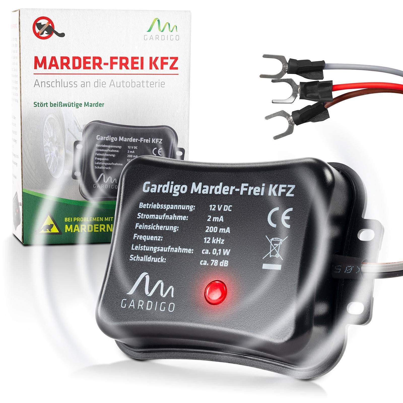 Gardigo® Marten Repellent for Cars | Ultrasonic Rodent Deterrent 12V | Car Engine Bay Protection | Rat and Mouse Repeller for Vehicles | Under Bonnet Pest Control | Connects to Car Battery