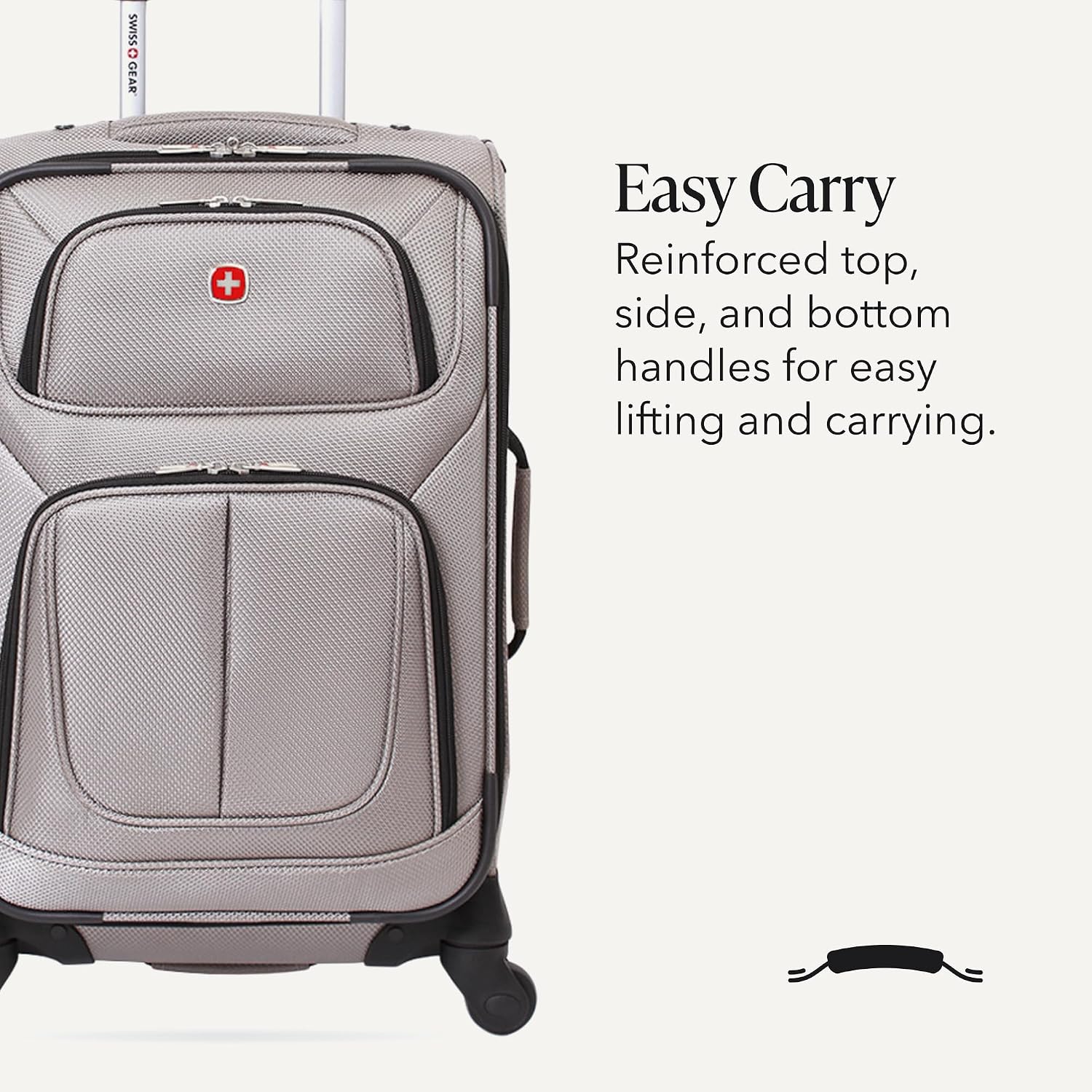 SWISSGEAR Sion Carry-On Spinner Luggage, Softside Expandable, Lightweight Suitcase, Pewter, 22.75-Inch