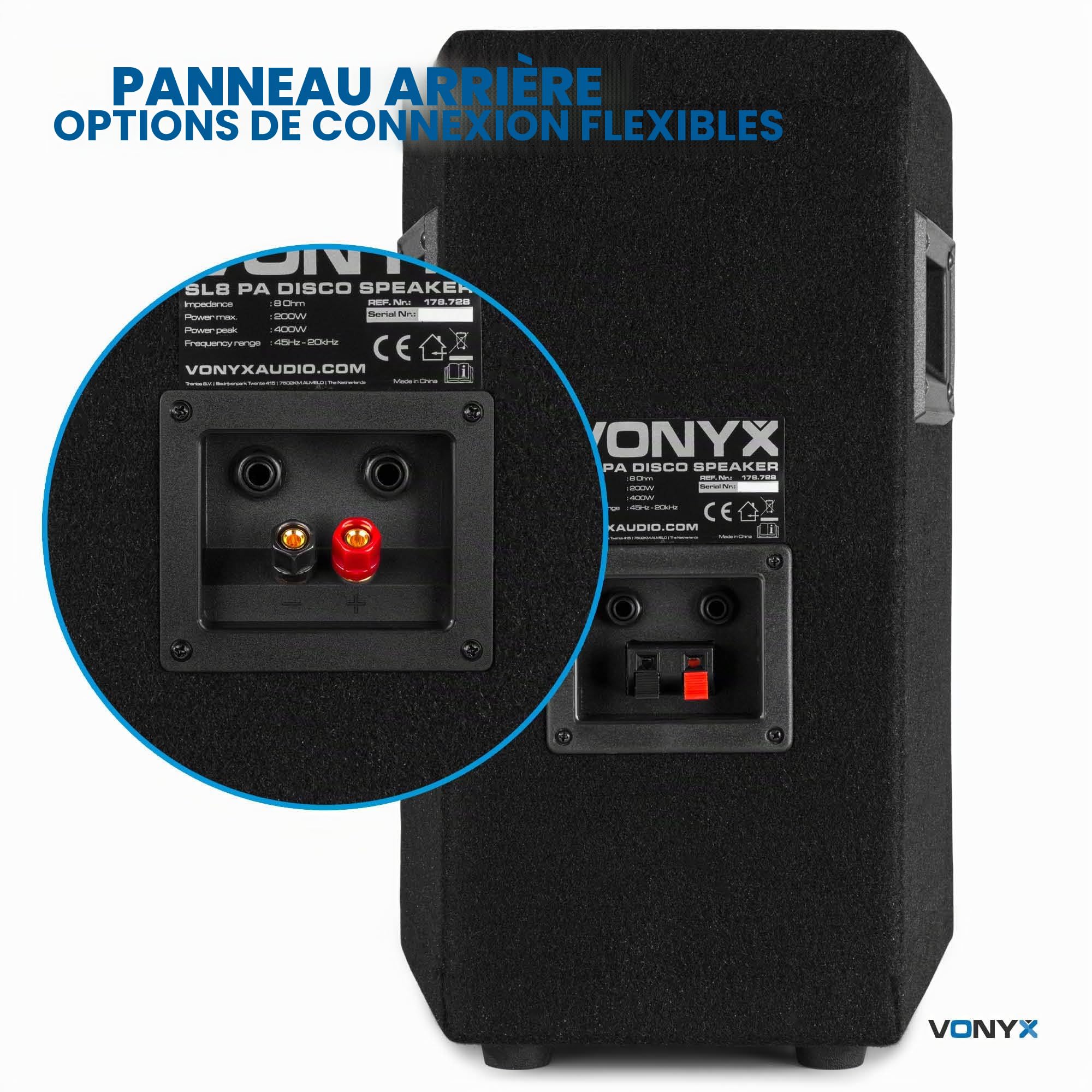 VONYX Pack Sono - 2X Enceintes Passives 800W, Woofer de 15 Pouces, Poignées de Transport, Set de Pieds d'Enceintes et Sacoche, Idéal pour DJ Mobiles