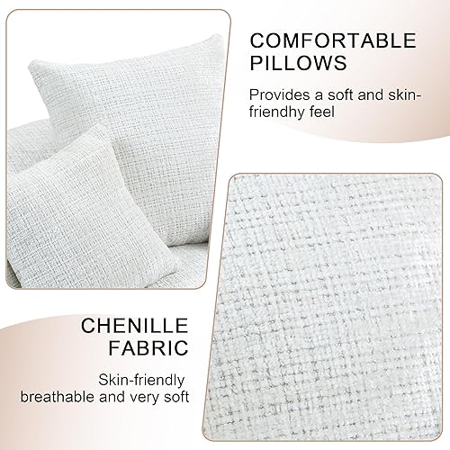 Miniatura 4 de Silla redonda extragrande de 42'', chaise lounge individual sofá cama tapizado con asiento profundo, silla bean bag de chenille con almohadas para