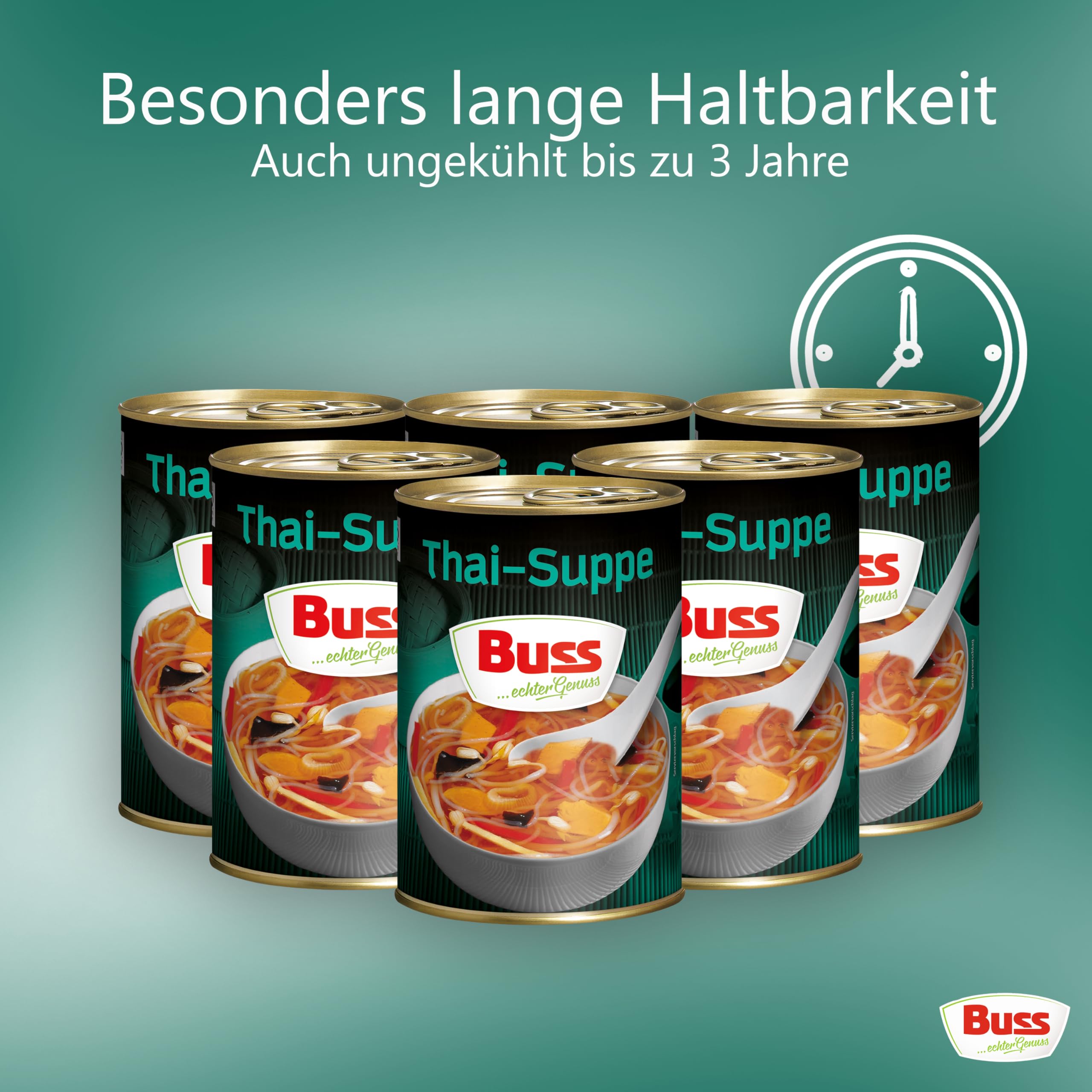 Buss Asia Suppen - Leckere Thaisuppe Bangkok, 12 x 400g | Suppe mit Gemüse, Glasnudeln und Hühnerfleisch - Schnelle Fertiggerichte zum Aufwärmen in Mikrowelle & Topf