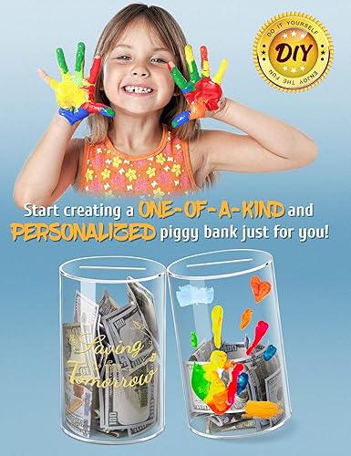 Miniatura 5 de 2 alcancías de acrílico transparente para adultos y niños, tarro de ahorro de dinero transparente que debe romperse para abrir, alcancía no se puede