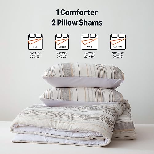 Miniatura 4 de Tienda Basics Juego de edredón, edredón de microfibra jacquard de 3 piezas y 2 fundas de almohada, ropa de cama para todas las estaciones, Queen,