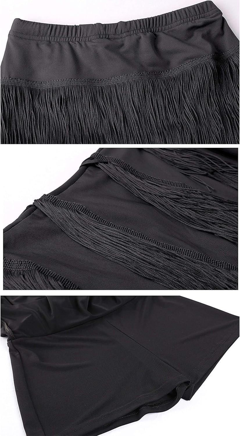 JEZISYMA Ladies' Fringe Tassels Latin Salsa Practice Dance Skirt at  Women’s Clothing store