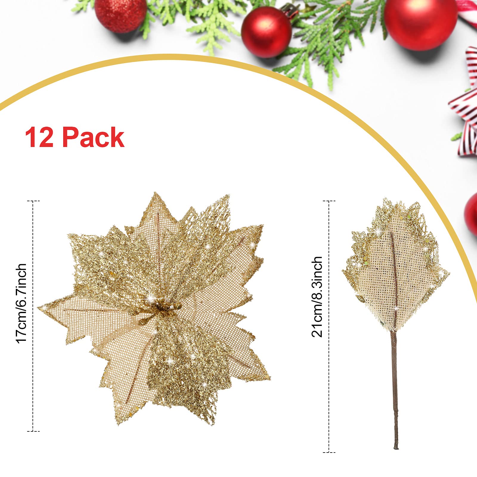 Grand Toppers de N UD 12 X 33 Pouces Noeud de Noël Suspendu Décoratif Ornements d'arbre de Noël Fleurs de Noël Artificielles avec Ruban pour Arbre de Noël (Linge)