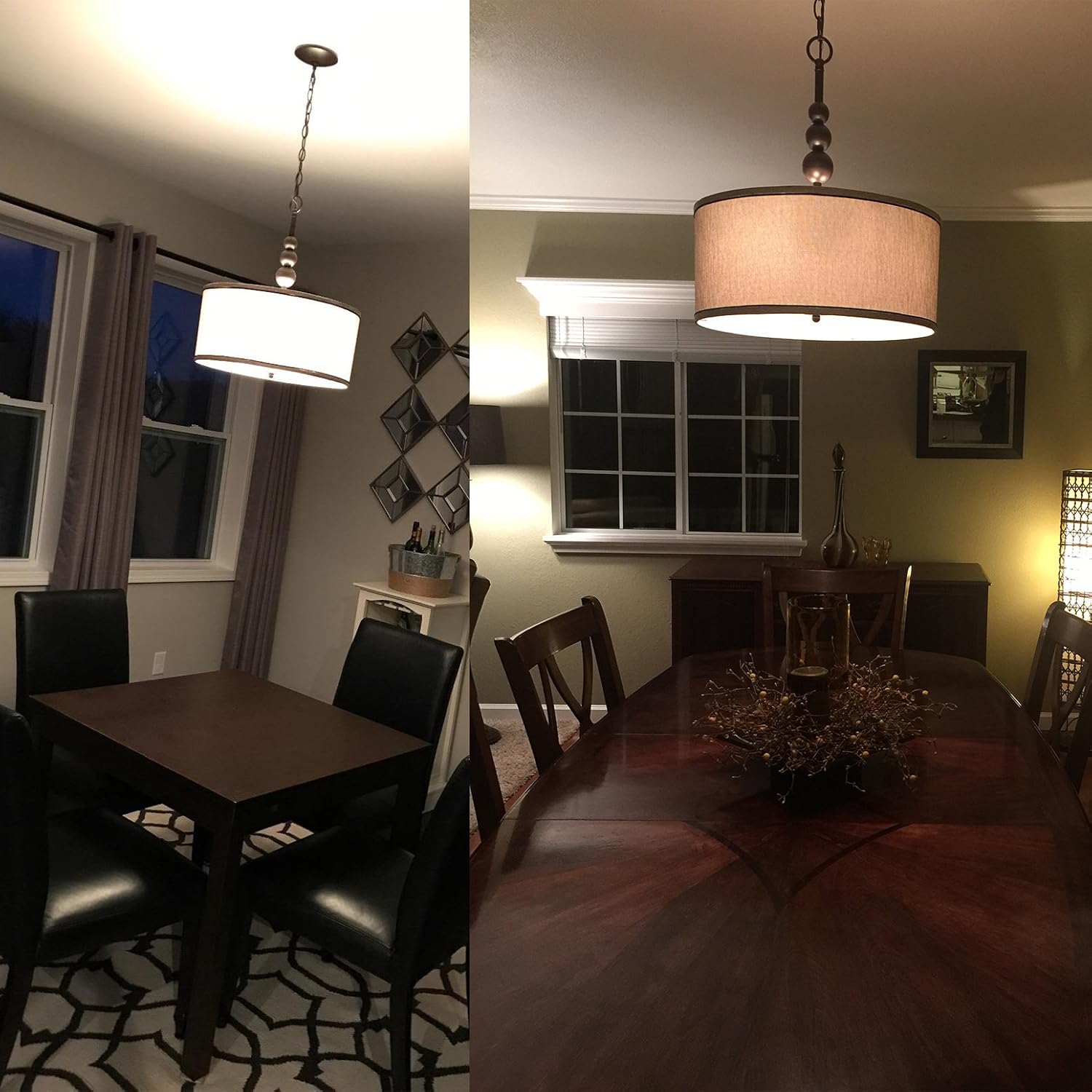 Exсluѕіvе YOBO Modern Gray Drum Chandeliers 3-Light Fabric Shade Pendant Light Fixture