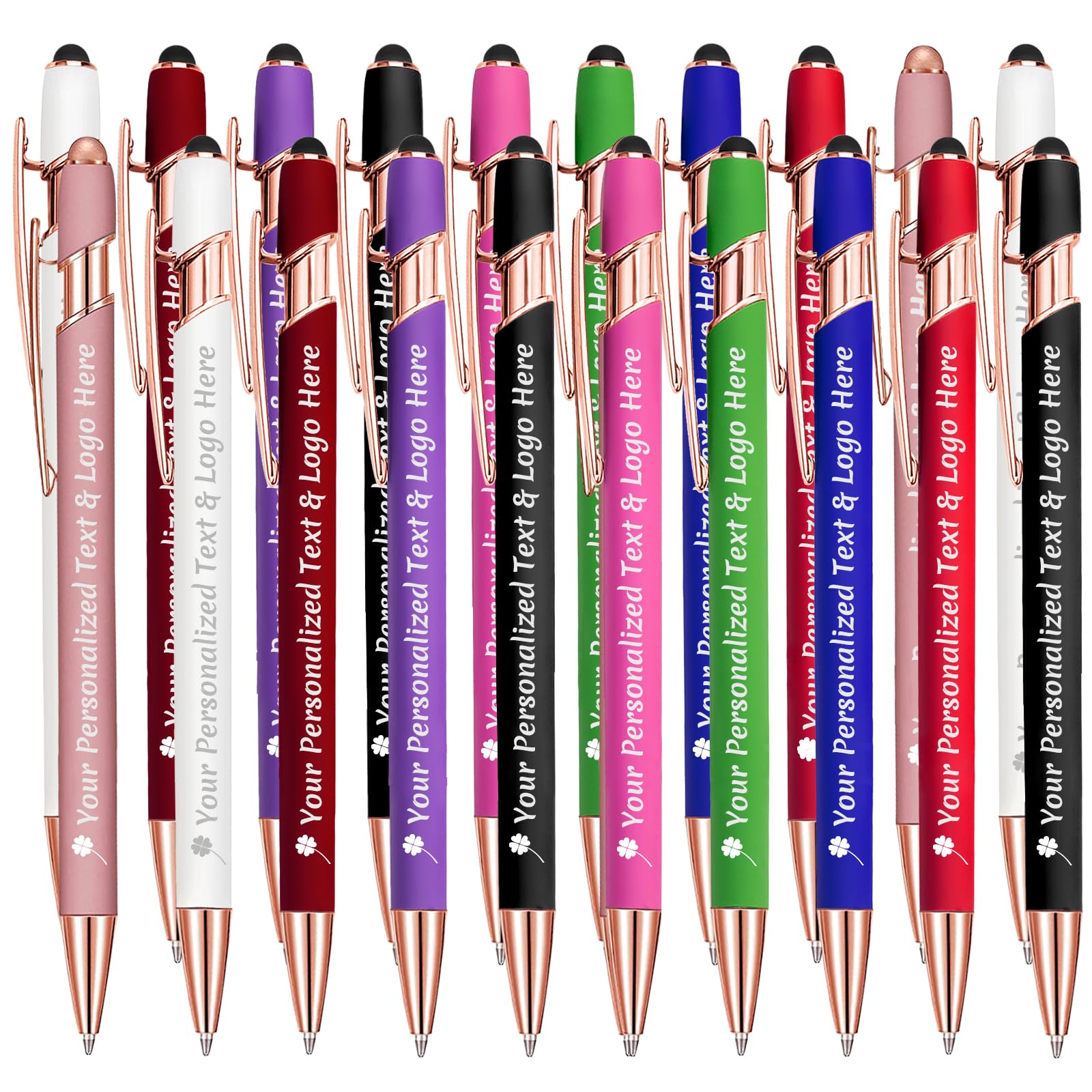 STREADVE Personalised Pen Add Your Own Logo Name Pens 20 Engraved Customised Ballpoint Pen Writing Stylus Pen Custom Business Hotel Reception Promotion Gift Unique Present