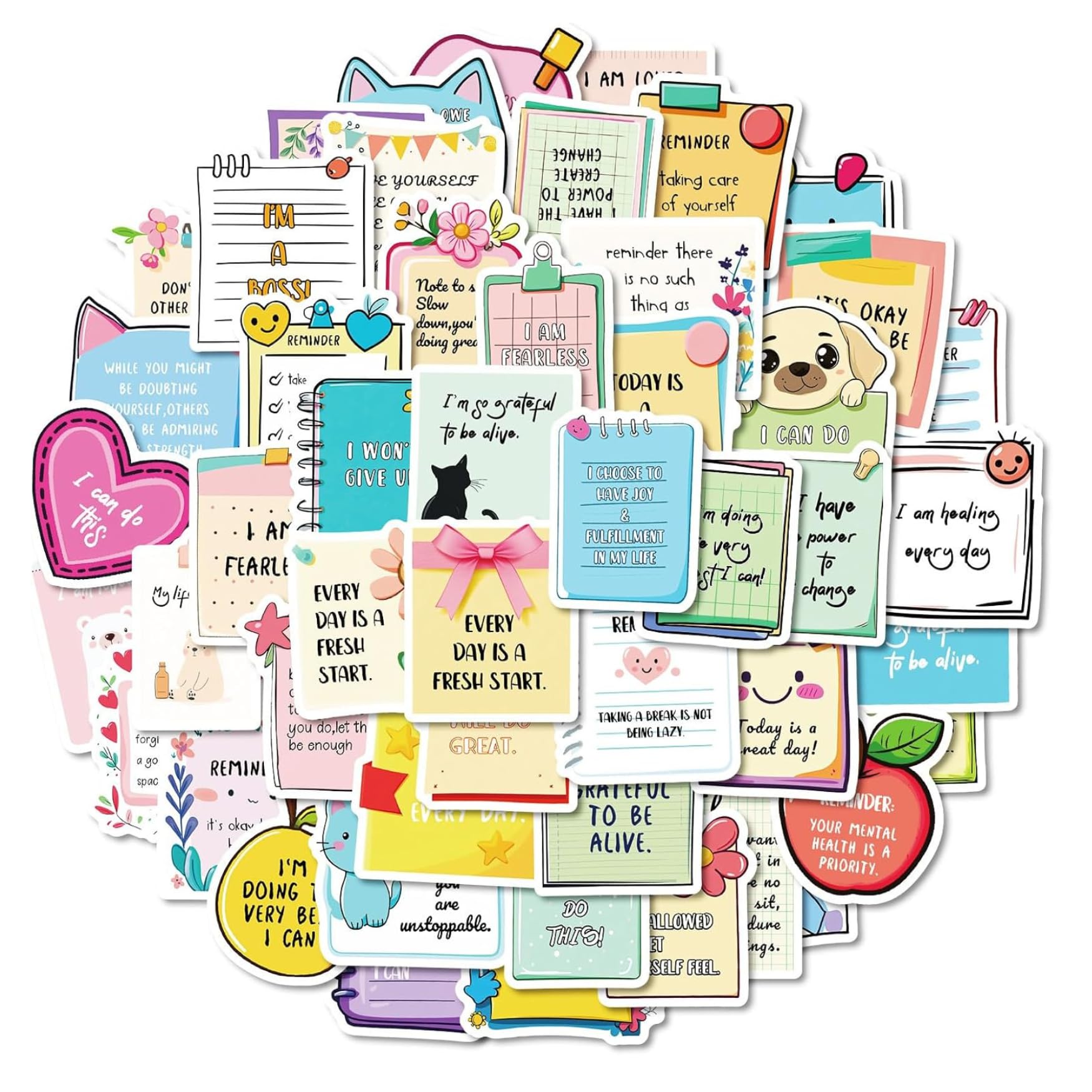 Hntr Motivational Stickers For Adults | 50 Journal Sticker Pack For Vision Board Stickers, Books And Kindle