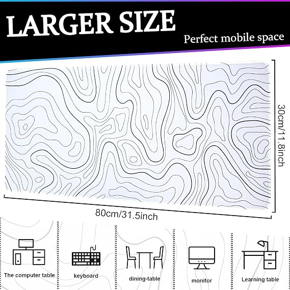White Mouse Pad Gaming Mousepad Keyboard Pad