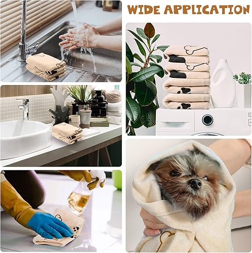 Miniatura 5 de Chumia 4 toallas de secado para perros y cachorros, toallas absorbentes de microfibra a granel, suministros de baño para mascotas, toalla de secado