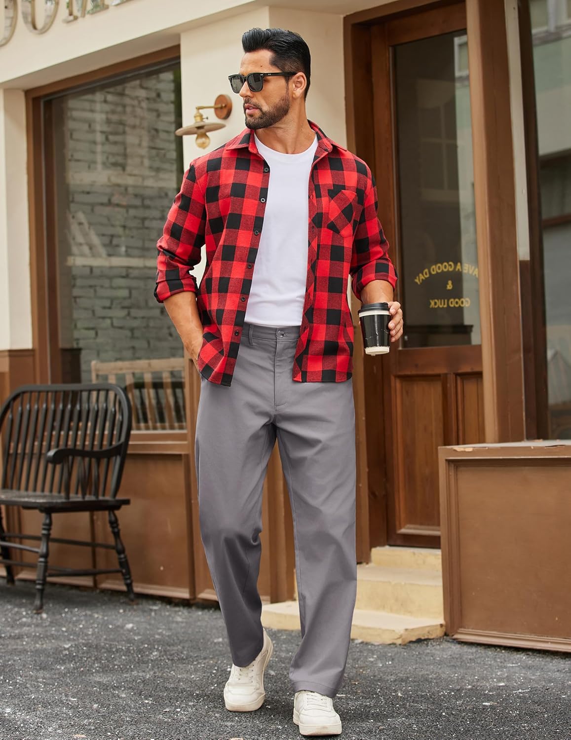 COOFANDY Mens Casual Pants Cotton Classic Fit Stretch Chino Pant Khaki Lightweight Work Dress Slacks - Image 4