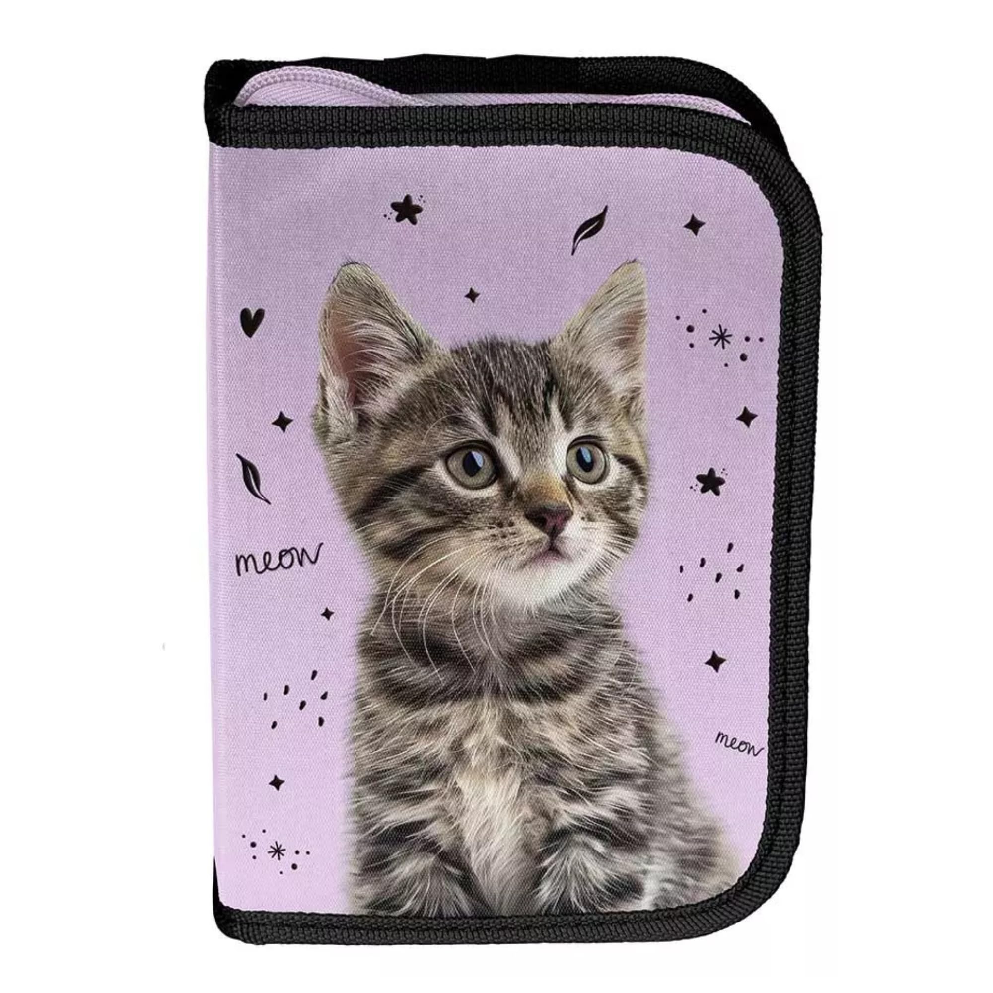 PASO- Schulranzen für Jungen und Mädchen, 4/6/8/15er-Set - Schul-Rucksack für Kinder mit Federmäppchen - Schuhbeutel und Hausaufgabenheft - Katze Motiv- 1-3 Klasse