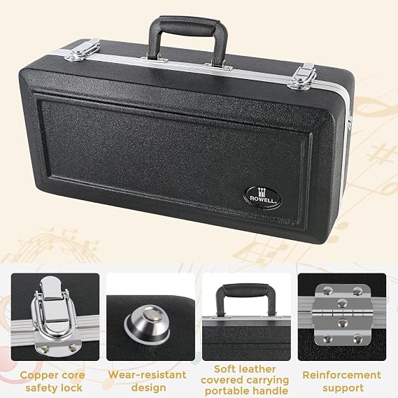 ROWELL Bb Trumpet Professional Trumpet Brass Instruments Standard Trumpets Set with Professional Trumpets Box,Original 7C trumpet Mouthpiece, Cloth and Gloves (Silver)