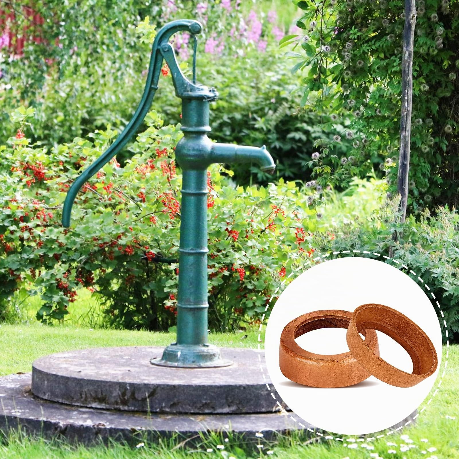 4 Stück Schwengelpumpe Ersatzteile Typ 75,RUNEAY Ledermanschette Schwengelpumpe Kolbenmanschetten Dichtungsset für Gartenpumpe Handpumpe
