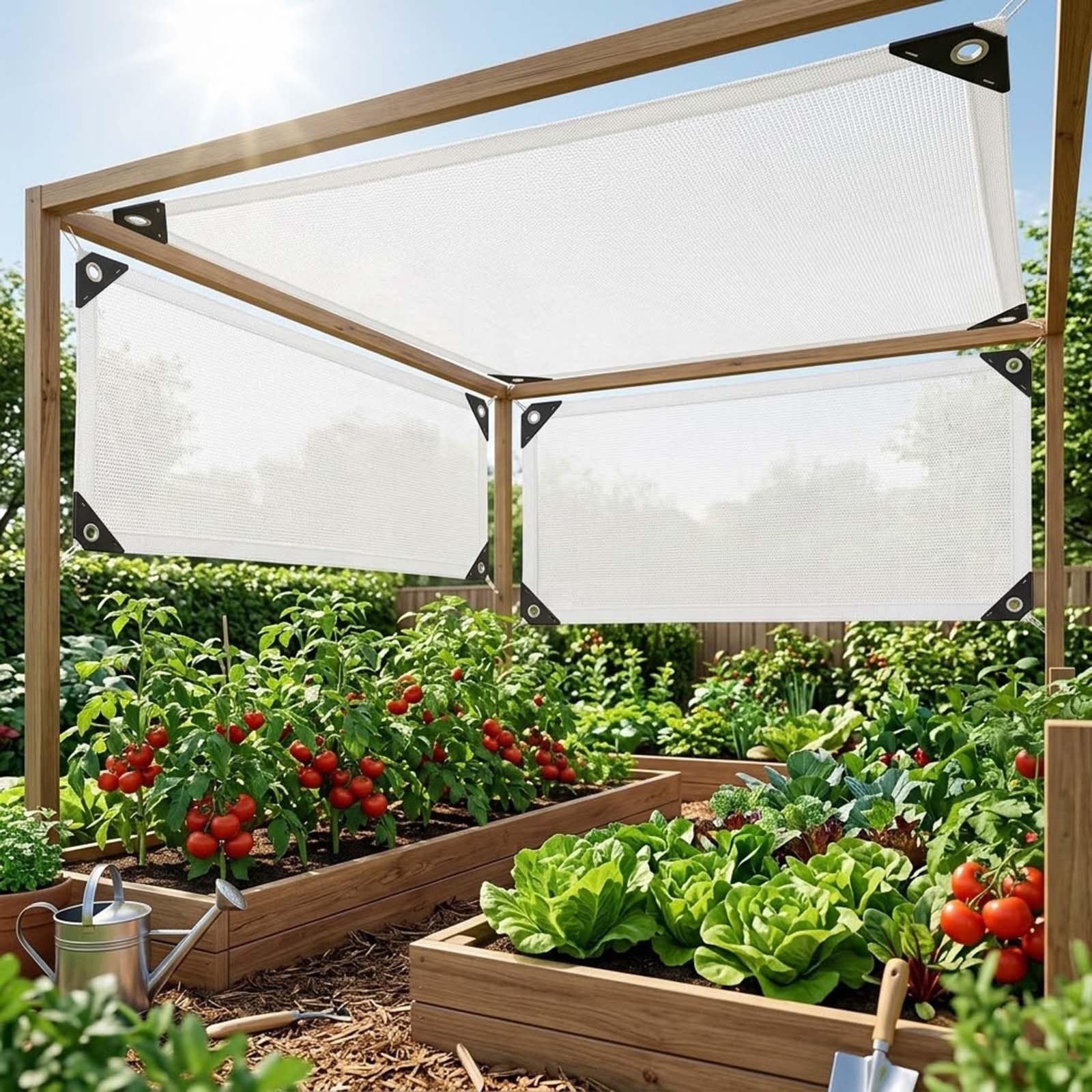 Weißes Schattiernetz mit Ösen, 50% UV-Schutz Sonnenschutz für Gewächshäuser | Atmungsaktives Sonnensegel Für Balkon Und Garten. Zuverlässiger UV-Block Und Optimaler Sichtschutz HDPE-Gewebe(7mx18m)