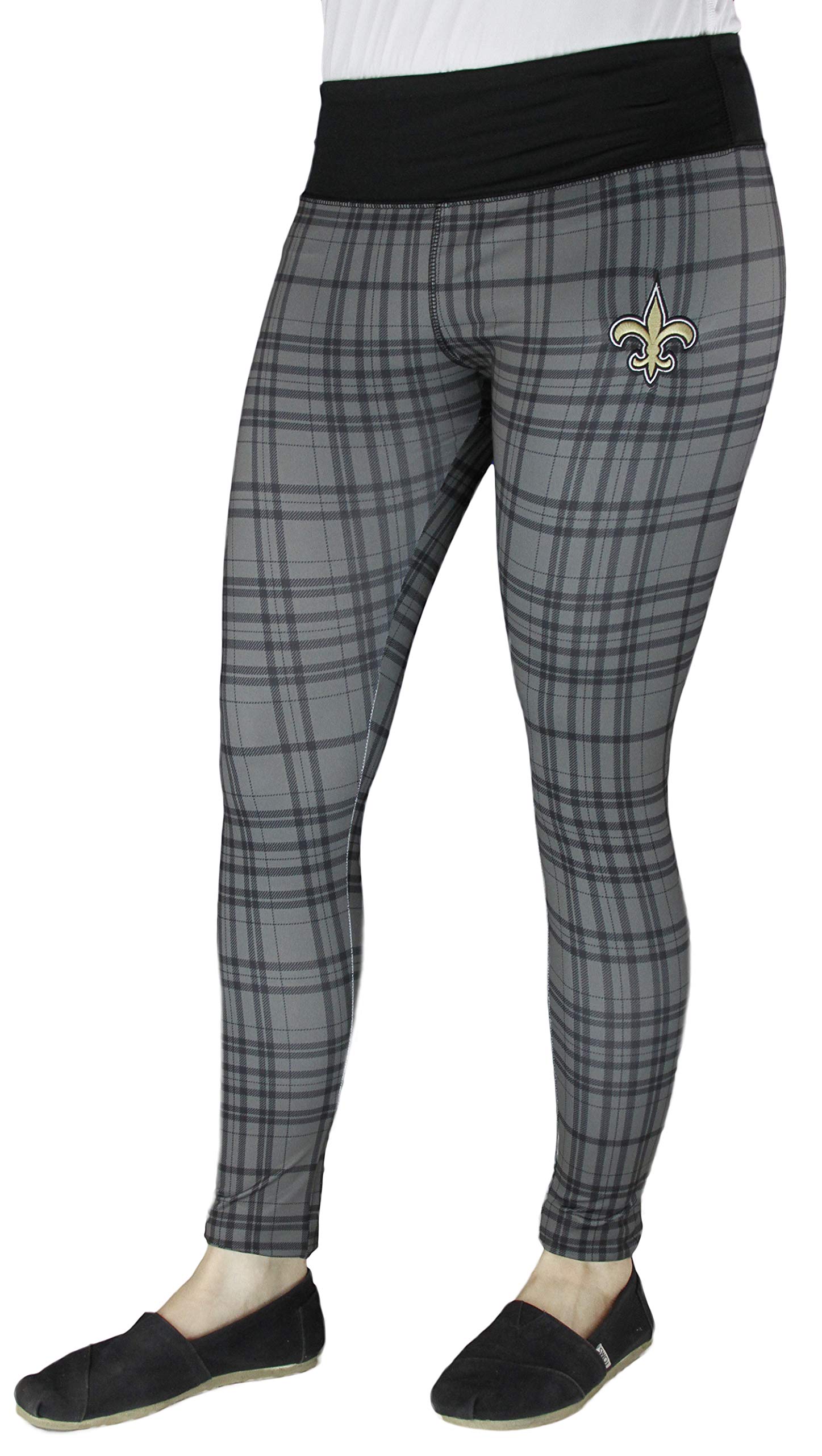 New Orleans Saints NFL Juniors Women's Plaid Leggings - Gray (Large (11/13))