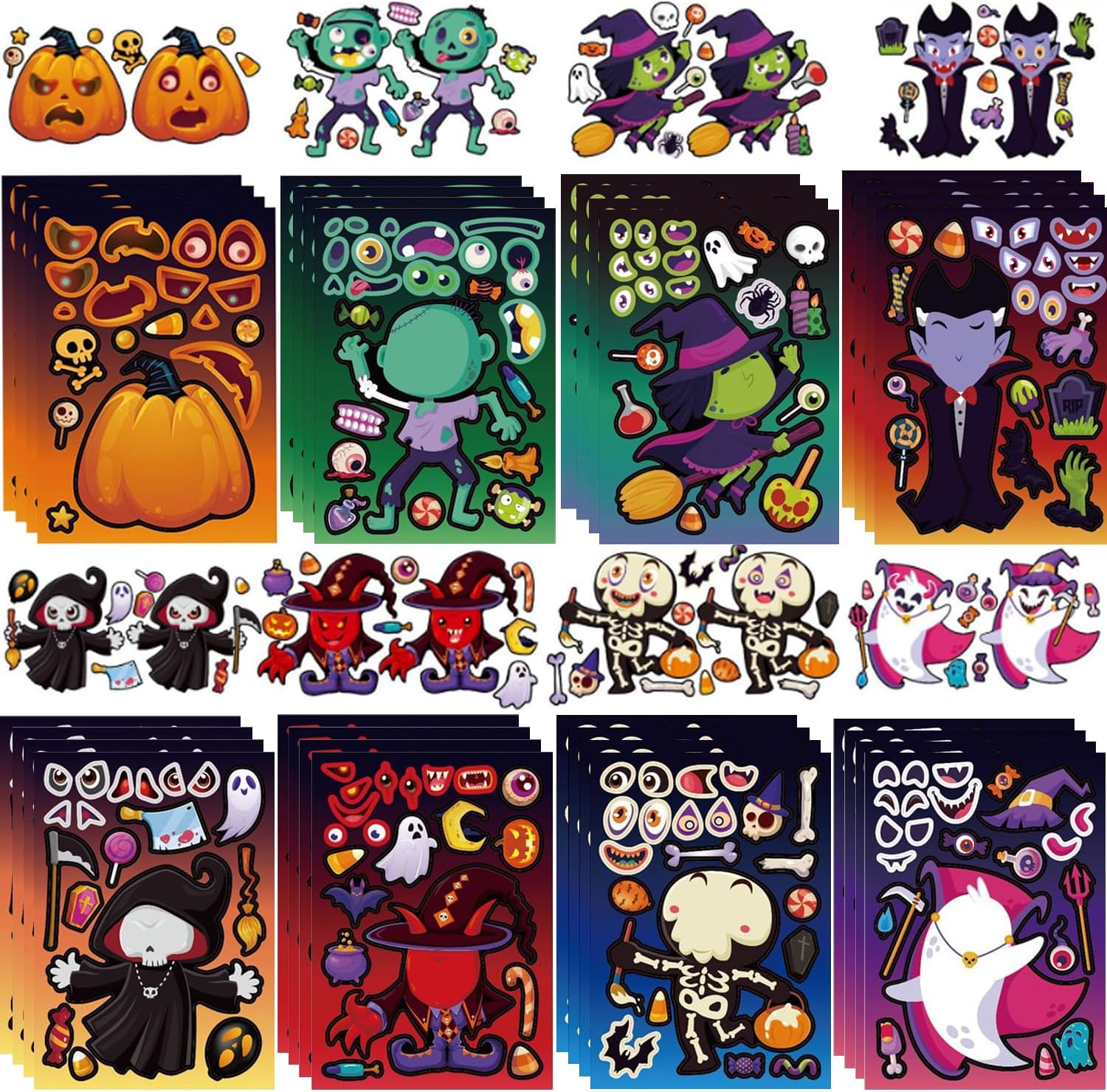 32 Sheets Halloween Stickers for Kids Make Your Own