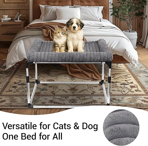 Miniatura 6 de Cama ajustable para mascotas para perros y gatos – Cama elevada para perros Cosleeper con marco de metal ajustable en altura, cojín extraíble y