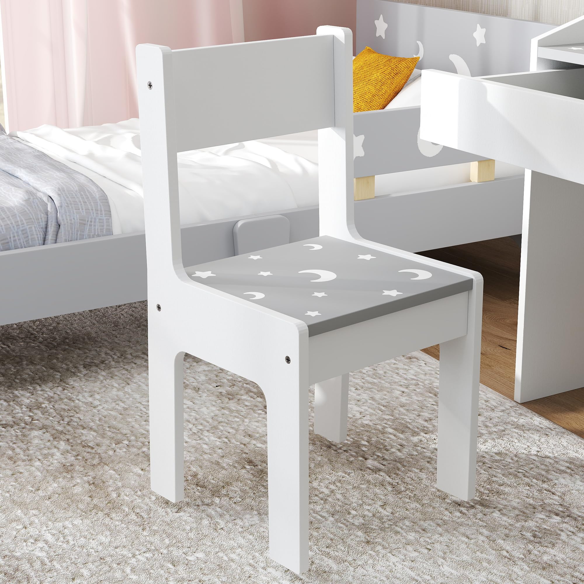 AIYAPLAY Bureau et Chaise pour Enfant 3-6 Ans avec Tiroir Coulissant, Gris