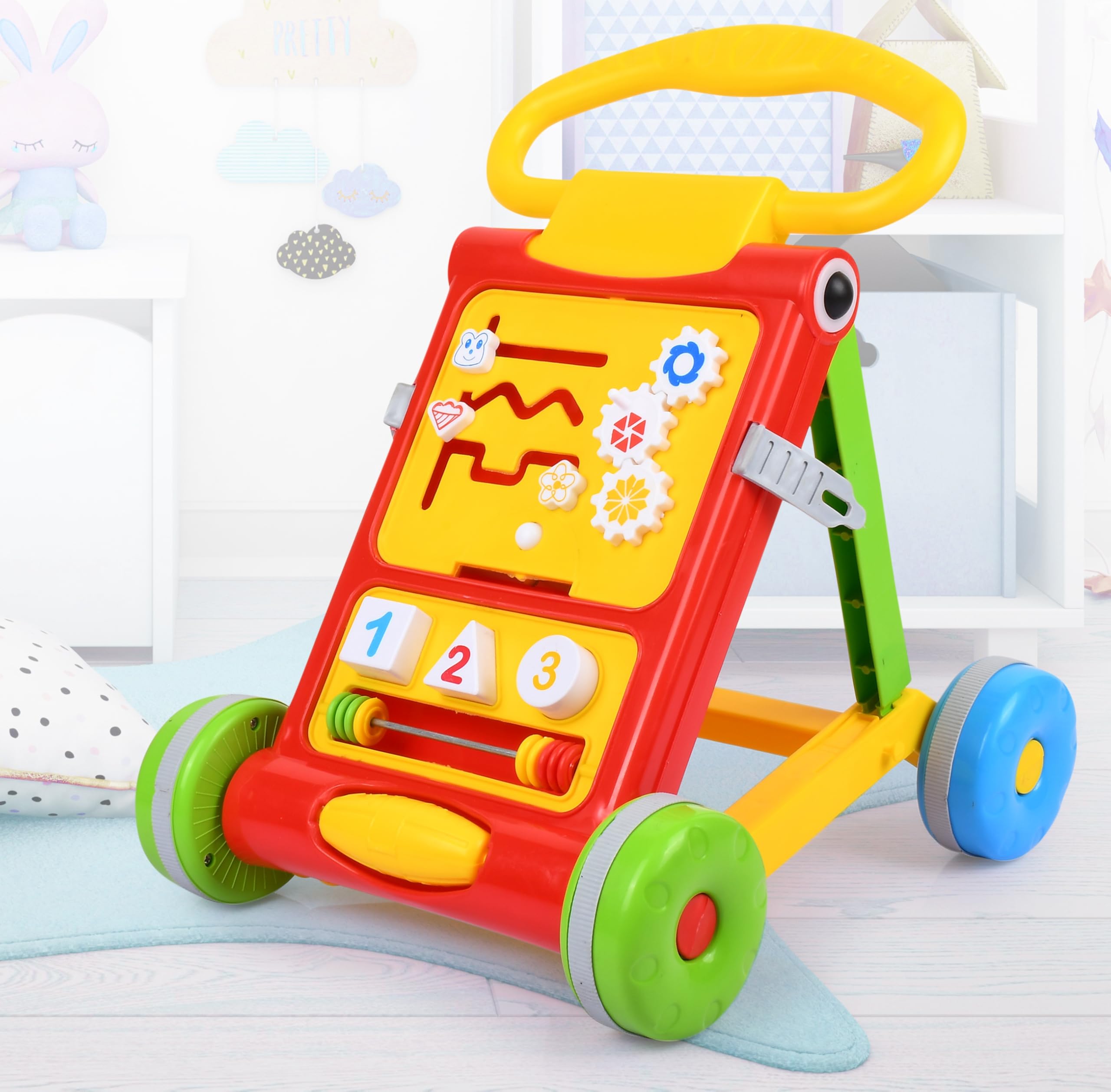 Goyal's Baby Activity Walker with Toddler Learning Toys, 6 Months -1.5 Year - Suitable for Kids Height Upto 32 Inches / 80 Cms (Red)