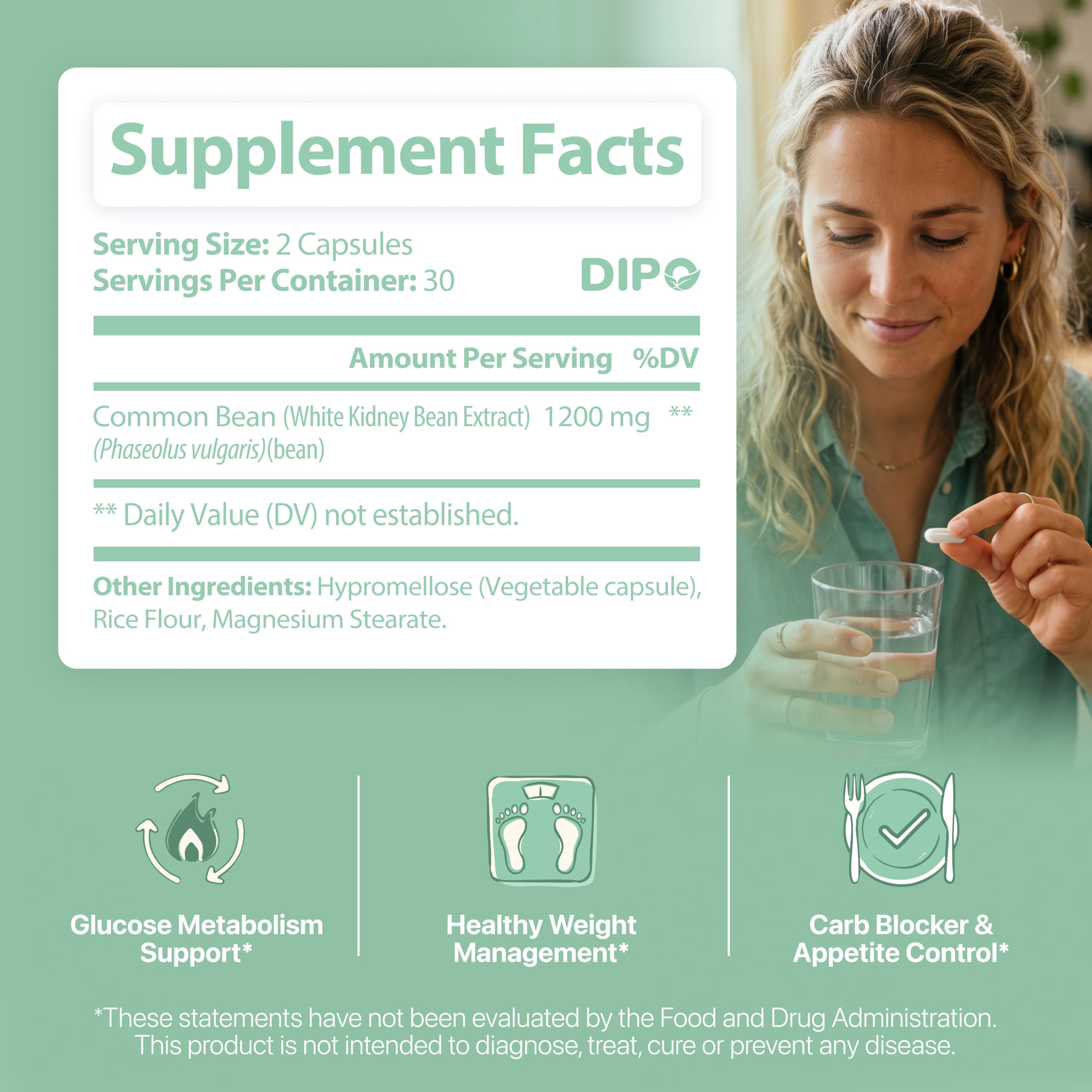 DIPO White Kidney Bean Extract Carb Blocker & Appetite Control, 60 Vegan Ct — Amazon image 7