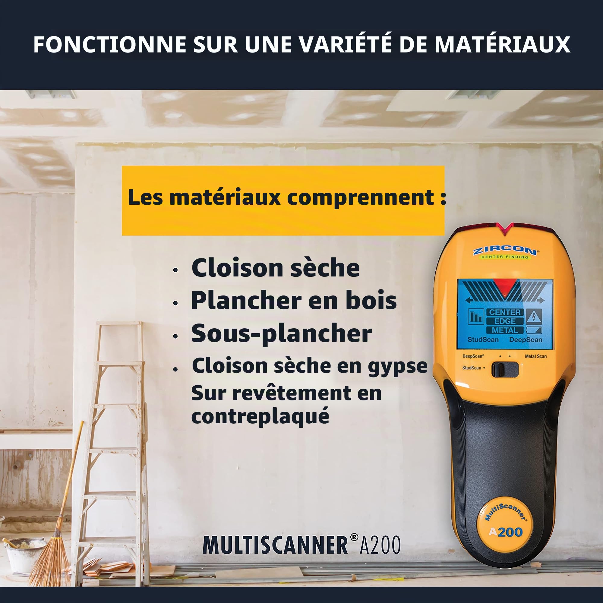 Zircon Multiscanner A200 Scanner Mural électronique/détecteur de métaux/détection de Fils AC avec pointeur SpotLite
