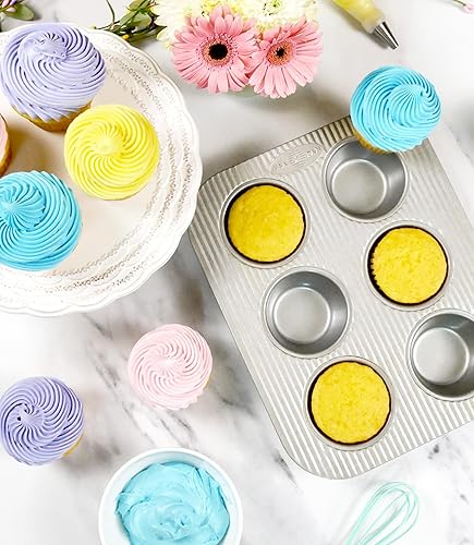 Vista 4 de Cacerola aluminizada para pastelillos y magdalenas de USA, Molinillo del horno tostador - 6 pozos, Plateado