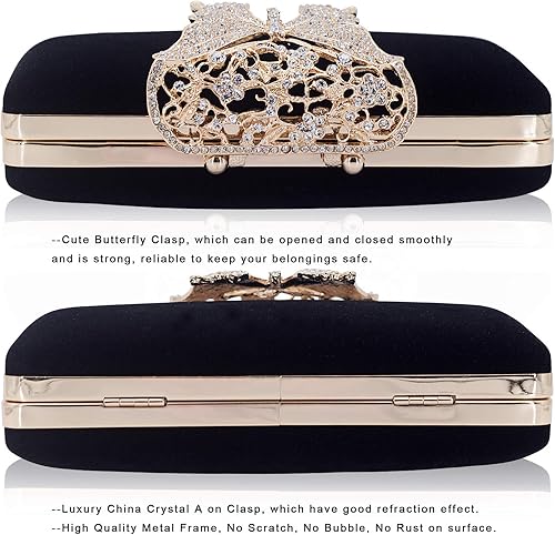 Miniatura 4 de Dexmay - Bolso de noche para mujer con cierre de mariposa y diamantes de imitación