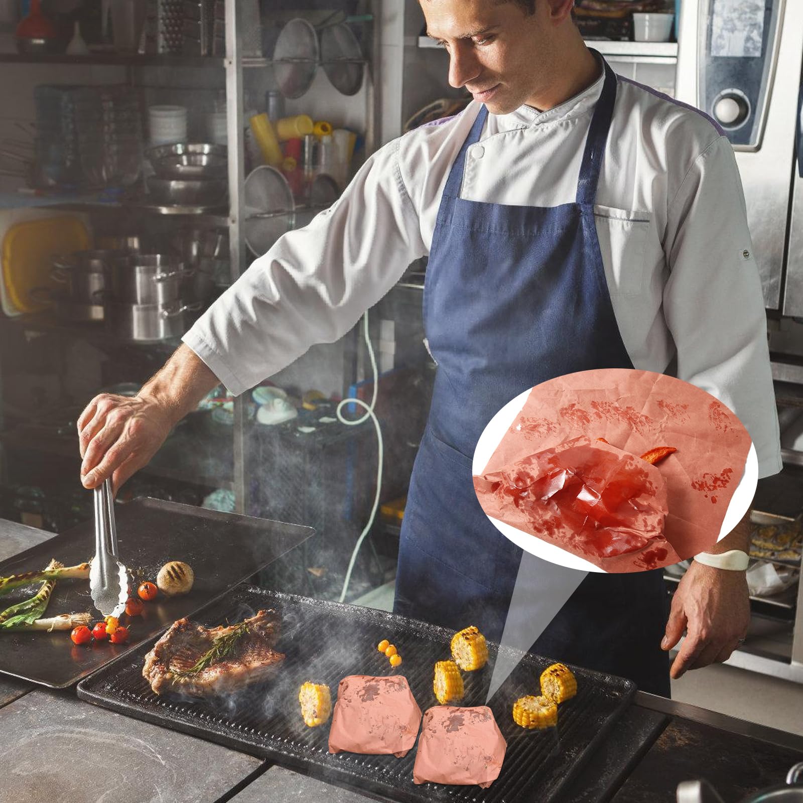 Butcher Paper,30cm*50m Rosa Kraft Butcher,Rotolo Di carta Da Macellaio,Carta kraft,Carta Kraft Per Barbecue Per Affumicare Carne Di Tutte Le Varietà,BBQ Bbq Smoker Grill