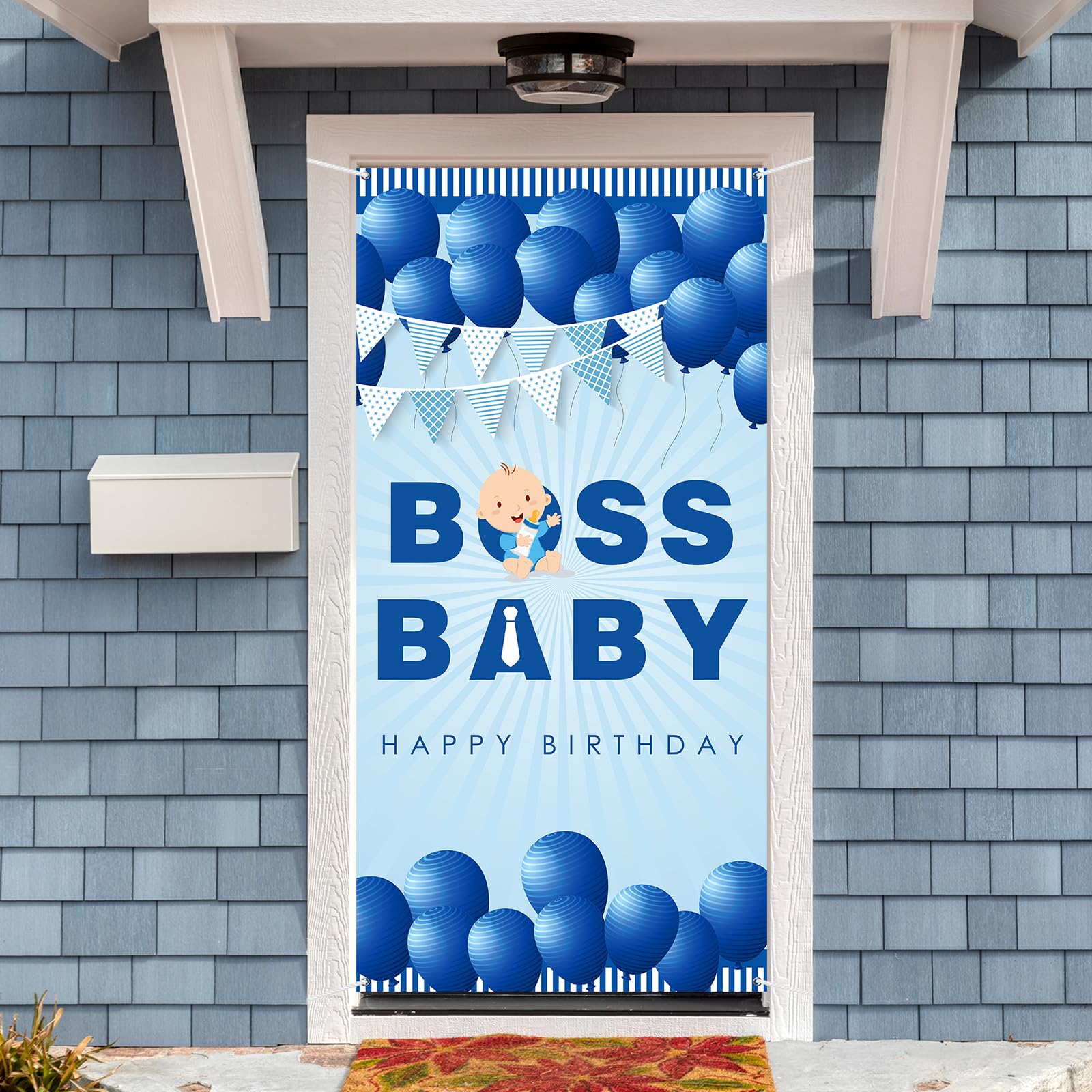 Maicaiffe Boss Boy Door Banner - Baby Shower Porch Sign Door Banner - Boy 1st Birthday Gender Reveal Hanging Background Porch Sign Decoration Supplies