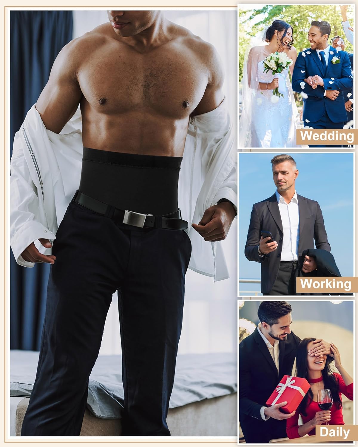 3 Pcs Men Girdle Tummy Control Shorts Compression Underwear High Waist Trainer Shapewear Body Shaper Boxer Briefs - Image 6