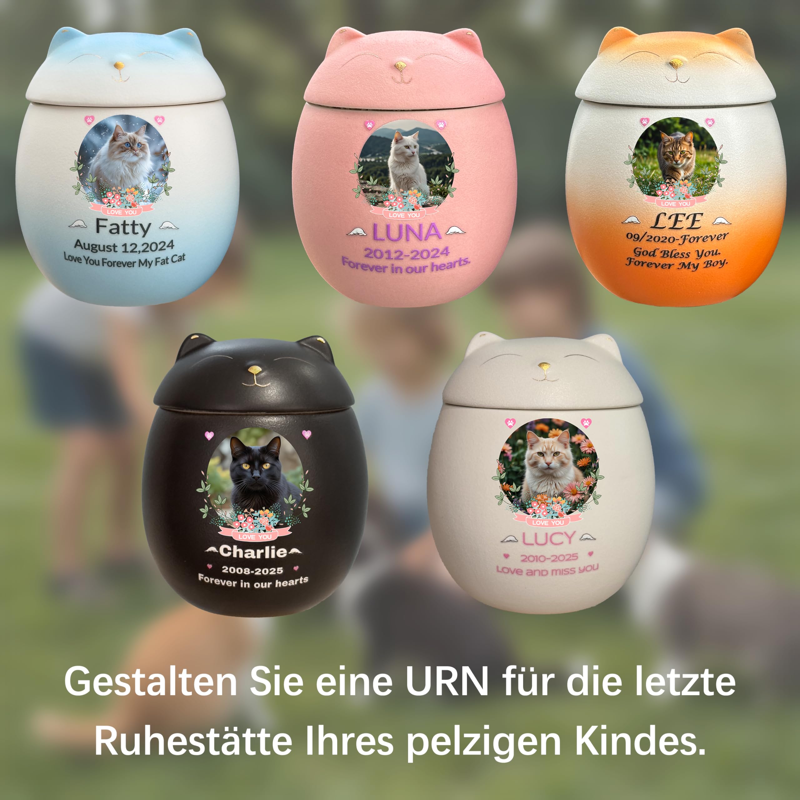 Handgemachte personalisierte Katze Urne für Asche, Haustier Einäscherung Urne (Orange)