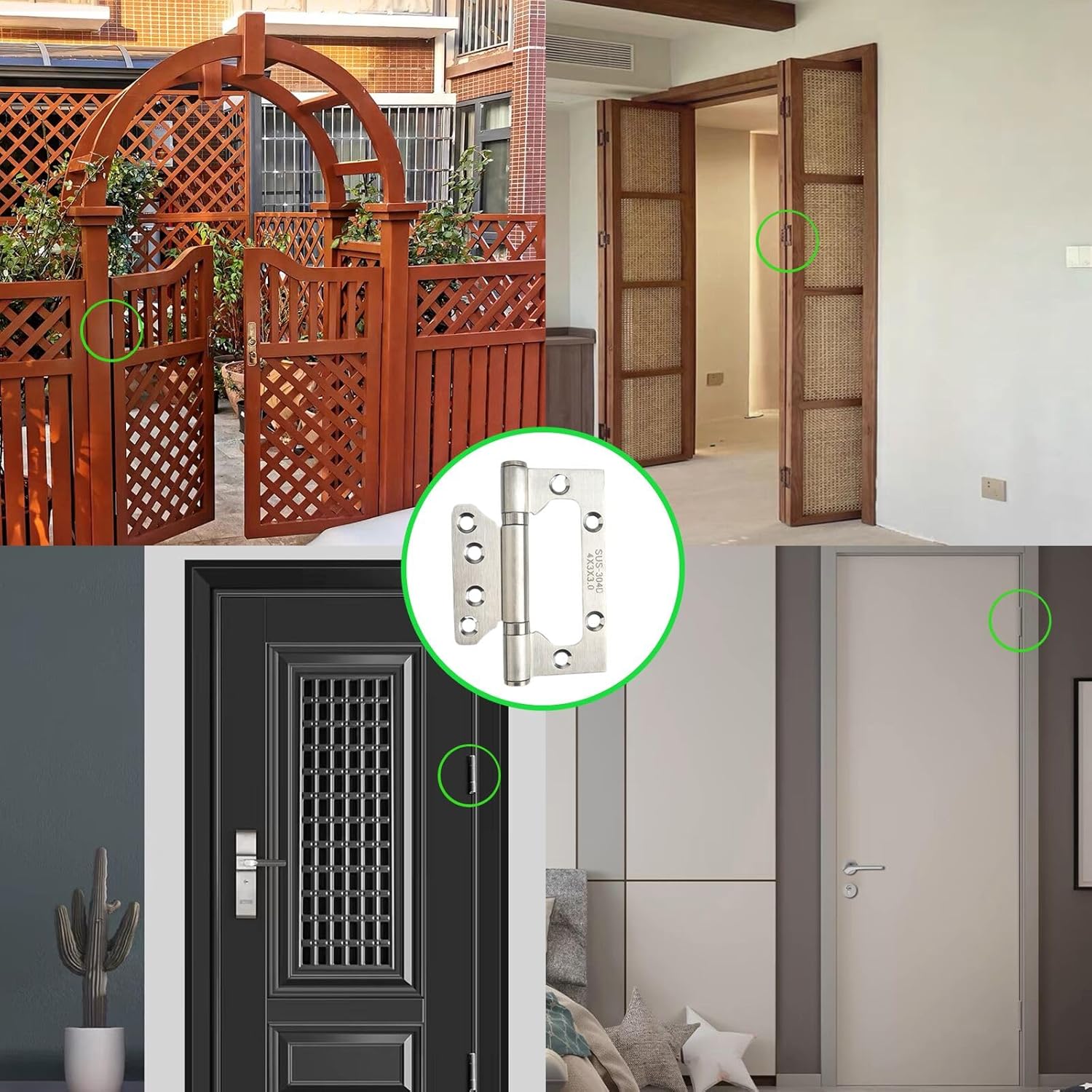 6 Pcs Stainless Steel Flush Mount Hinges, Heavy Duty Ball Bearing Door Hinges, Smooth and Silent Movement, for Home Cabinet Doors, Interior Door Hinges (Silver)