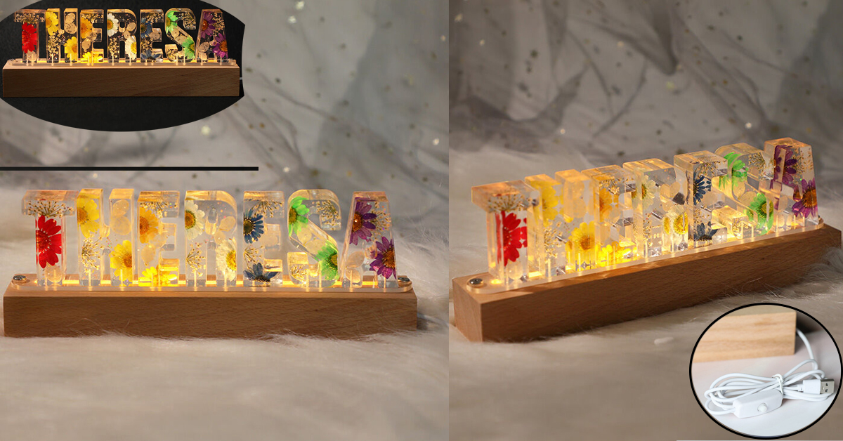 Amazon.co.jp : パーソナライズドライフラワーレターランプ