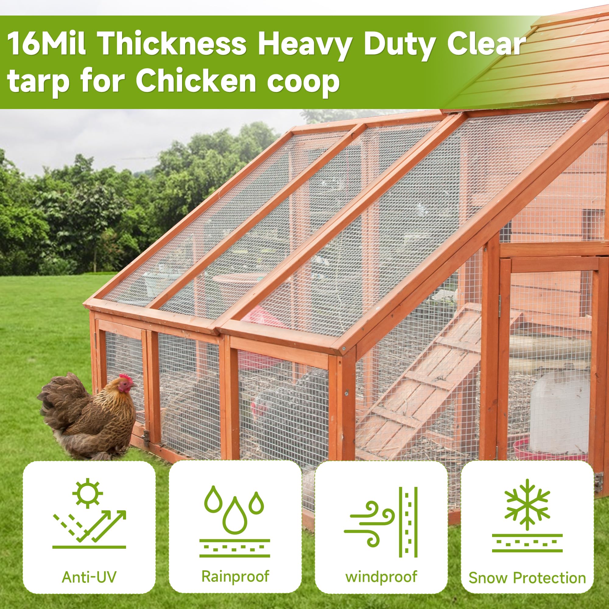 Cubierta de invernadero de 30 pies x 40 pies, lona de plástico transparente, lona impermeable resistente de 16 mm con resistencia a los rayos UV y ojales, toldo de lona transparente para jardinería