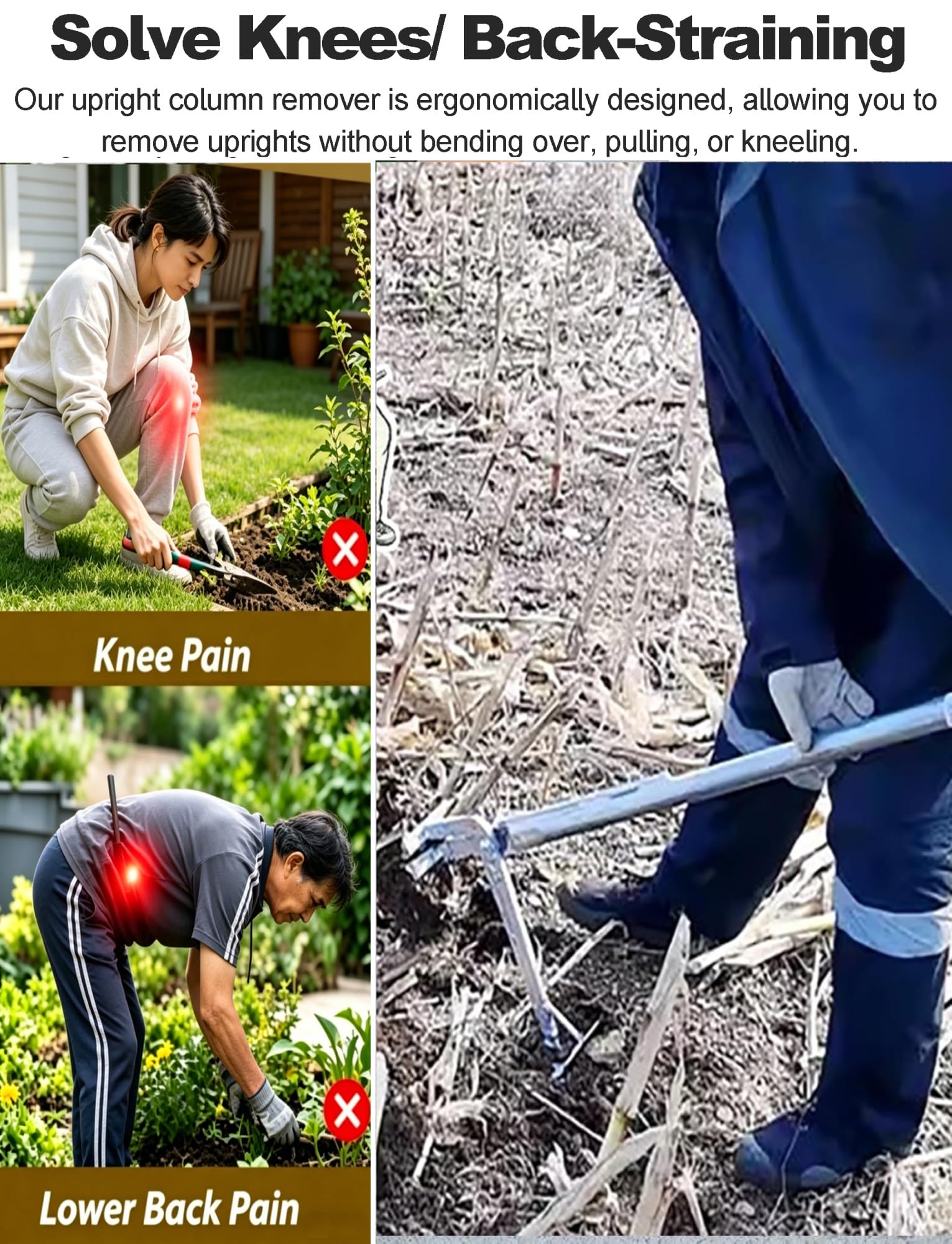 Désherbeur sans effort avec poignée à effet de levier, outil de retrait de jeunes arbres à prise en main confortable pour les tâches de jardin et de cour